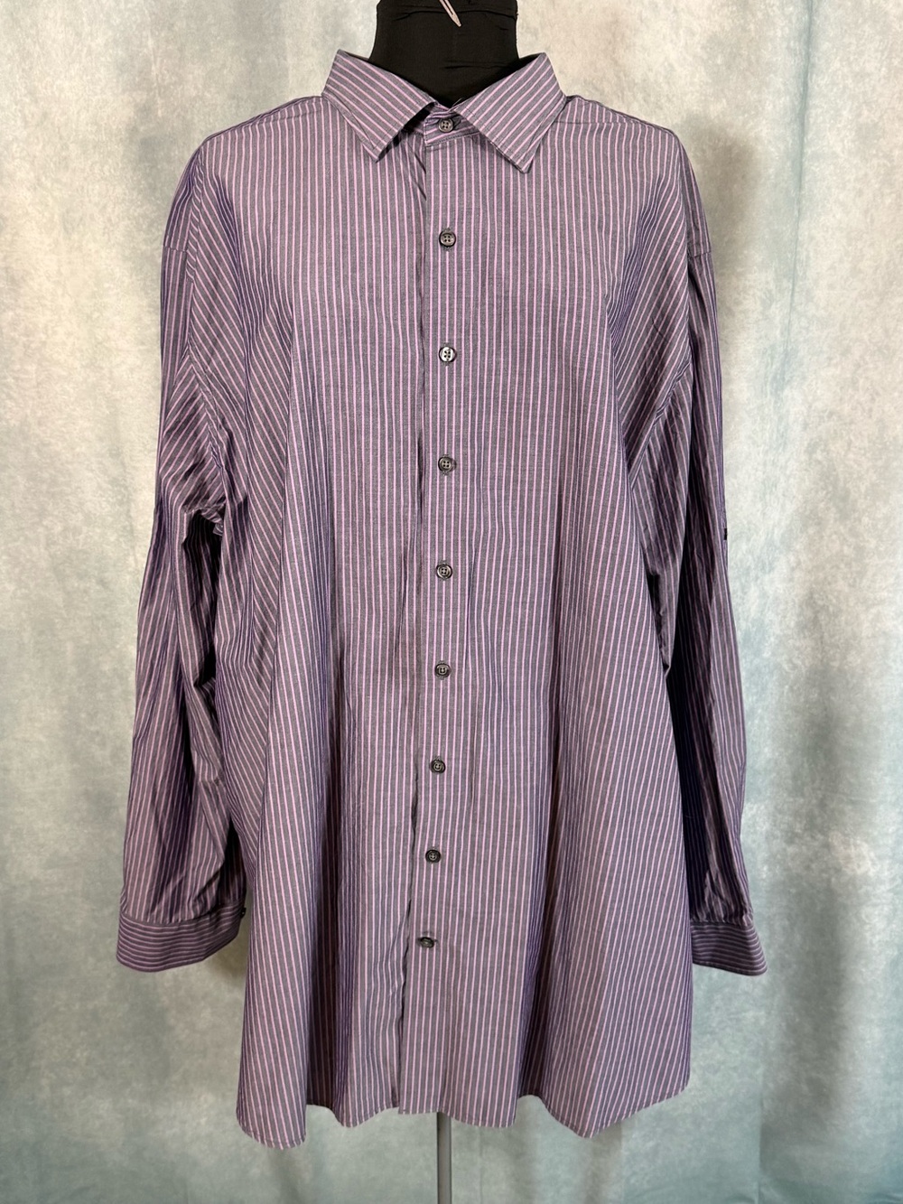 Men's Purple Stripe Button-Down Dress Shirt Men’s 4XLT